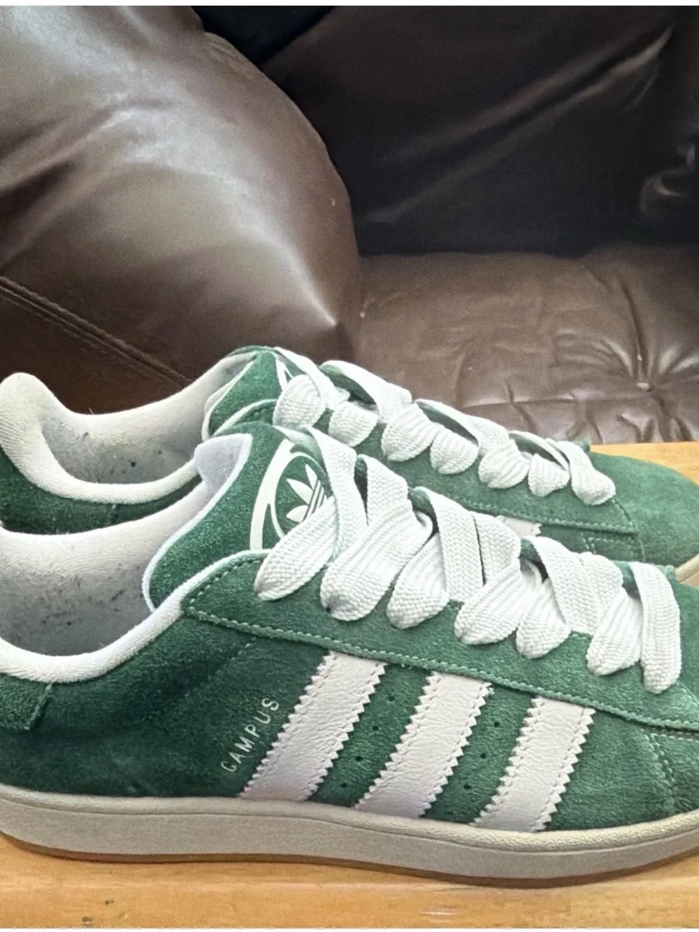 Adidas Campus Men's Green/White Suede Low Top Lace-Up Sneakers